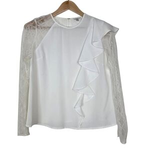 Guess Lace sleeves chiffon with ruffles long sleeves top